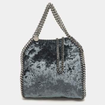Pre Owned Stella McCartney Teal Velvet Mini Falabella Tote