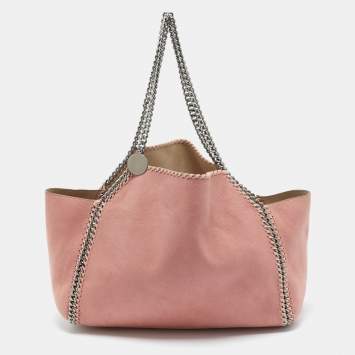 Pre Owned Stella McCartney Pink/Beige Faux Suede Reversible Falabella Shopper Tote