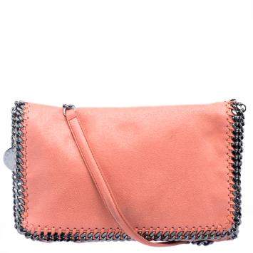 Pre Owned Stella McCartney Peach Faux Leather Falabella Shoulder Bag