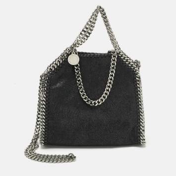 Pre Owned Stella McCartney Black Faux Suede Tiny Falabella Tote