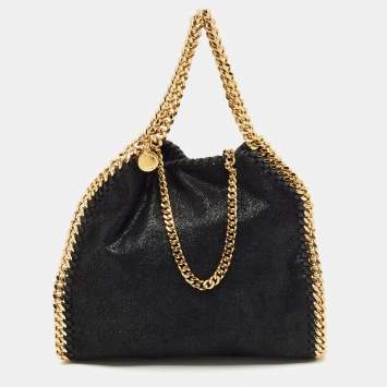 Pre Owned Stella McCartney Black Faux Suede Mini Falabella Tote