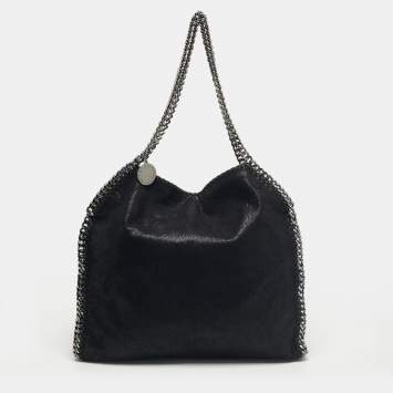 Pre Owned Stella McCartney Black Faux Suede Small Falabella Tote