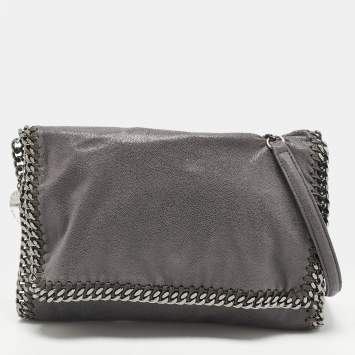 Pre Owned Stella McCartney Falabella Flap Grey Faux Suede Shoulder Bag