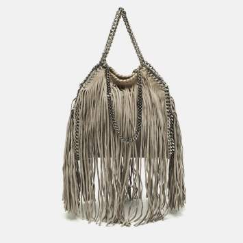 Pre Owned Stella McCartney Falabella Fringe Grey Faux Suede Tote