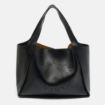 مملوكة مسبقًا Stella McCartney The Logo Large Black Faux Leather Tote