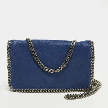 مملوكة مسبقًا Stella McCartney Falabella Blue Faux Suede Flap Crossbody Bag