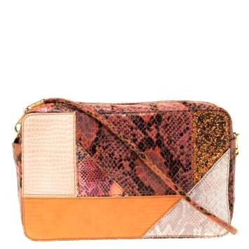 Pre Owned Stella McCartney Multicolor Faux Exotic Leather and Glitter Waverly Shoulder Bag