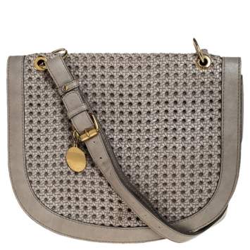 Pre Owned Stella McCartney Grey Woven Leather Alexa Flap Shoulder Bag