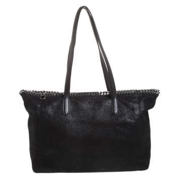 Pre Owned Stella McCartney Black Faux Leather Falabella Tote