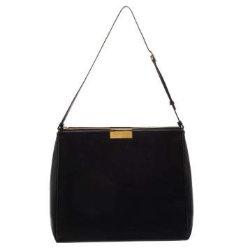 Pre Owned Stella McCartney Black Leather Round Zip Shoulder Bag