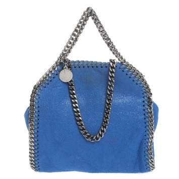 Pre Owned Stella McCartney Blue Faux Leather Tiny Falabella Crossbody Bag