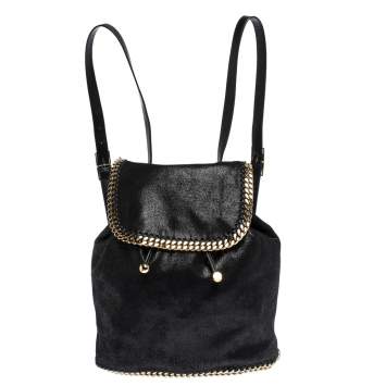 Pre Owned Stella McCartney Black Faux Leather Falabella Backpack