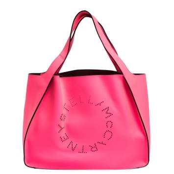 Pre Owned Stella McCartney Neon Pink Faux Leather Logo Tote