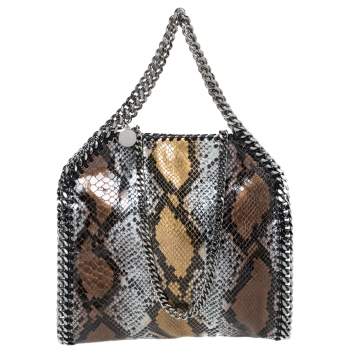 Pre Owned Stella McCartney Multicolor Faux Python Embossed Leather Mini Falabella Tote