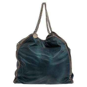 Pre Owned Stella McCartney Blue Faux Leather Large Falabella Tote