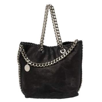 Pre Owned Stella McCartney Black Faux Leather Falabella Shoulder Bag