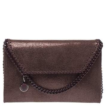 Pre Owned Stella McCartney Metallic Brown Faux Leather Mini Falabella Crossbody Bag