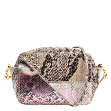 Pre Owned Stella McCartney Beige Python and Lizard Effect Faux Leather Crossbody Bag