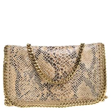 Pre Owned Stella McCartney Beige Snakeskin Effect Falabella Crossbody Bag