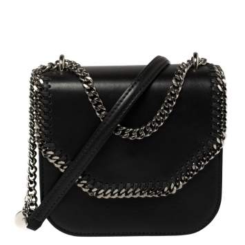 Pre Owned Stella McCartney Black Faux Leather Mini Falabella Box Shoulder Bag