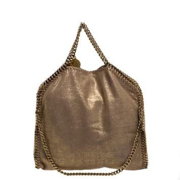 Pre Owned Stella McCartney Beige Shimmering Faux Leather Small Falabella Tote