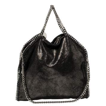 مملوكة مسبقًا Stella McCartney Metallic Black Faux Leather Small Falabella Tote