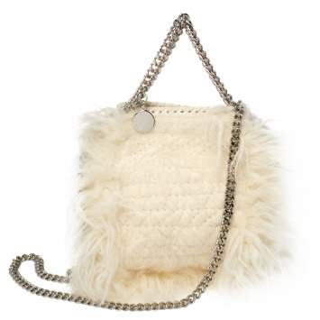 مملوكة مسبقًا Stella McCartney Cream Faux Fur Tiny Falabella Crossbody Bag