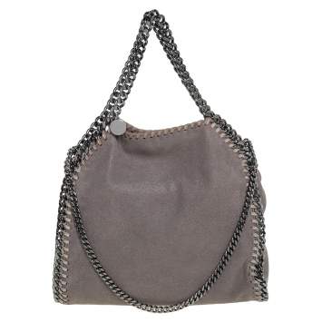 Pre Owned Stella McCartney Grey Faux Leather Mini Falabella Tote