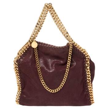 Pre Owned Stella McCartney Burgundy Faux Leather Mini Falabella Tote