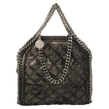 Pre Owned Stella McCartney Metallic Black Faux Suede Falabella Crossbody Bag