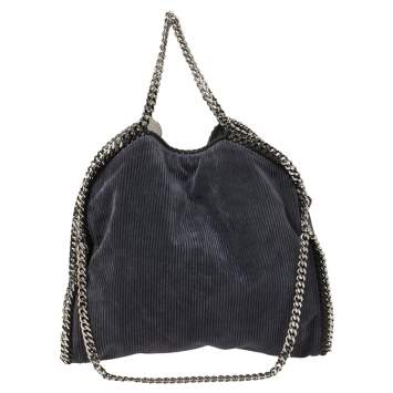 Pre Owned Stella McCartney Grey Velvet and Faux Leather Small Falabella Tote
