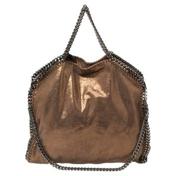 Pre Owned Stella McCartney Metallic Brown Faux Leather Small Falabella Tote