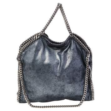 Pre Owned Stella McCartney Metallic Blue Faux Leather Small Falabella Tote