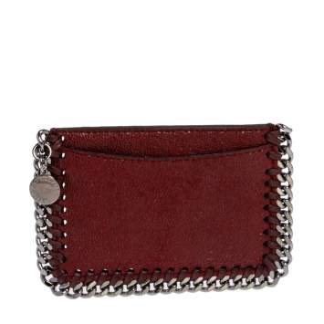Pre Owned Stella McCartney Maroon Faux Leather Card Holder