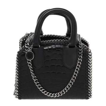 مملوكة مسبقًا Stella McCartney Black Faux Croc Embossed Leather Falabella Tote