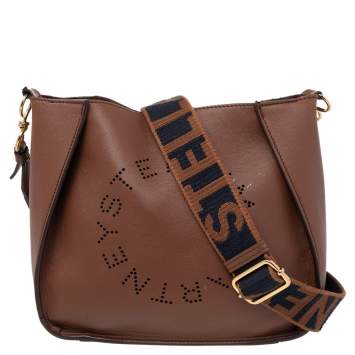 Pre Owned Stella McCartney Brown Faux Leather Logo Shoulder Bag