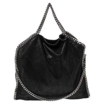Pre Owned Stella McCartney Black Faux Leather Small Falabella Tote