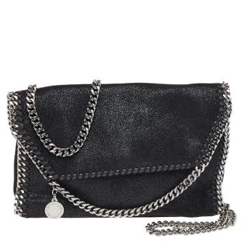 Pre Owned Stella McCartney Black Faux Suede Falabella Shoulder Bag