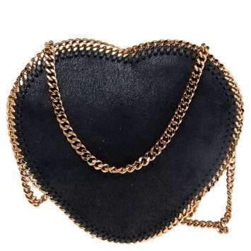 Pre Owned Stella McCartney Midnight Blue Faux Suede Heart Falabella Crossbody Bag