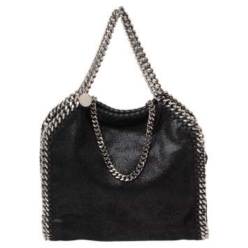 Pre Owned Stella McCartney Black Faux Leather Mini Falabella Tote
