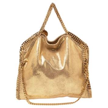 Pre Owned Stella McCartney Gold Faux Suede Small Falabella Tote