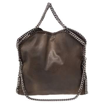 Pre Owned Stella McCartney Dark Olive Faux Suede Small Falabella Tote