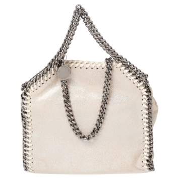 Pre Owned Stella McCartney White Iridescent Faux Leather Tiny Falabella Shoulder Bag