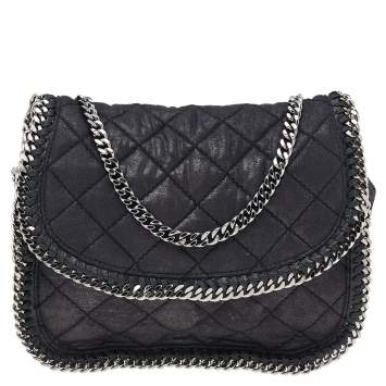 Pre Owned Stella McCartney Black Faux Quilted Leather Falabella Shoulder Bag