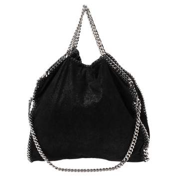 مملوكة مسبقًا Stella McCartney Metallic Black Faux Suede Small Falabella Tote