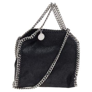 Pre Owned Stella McCartney Black Faux Leather Tiny Falabella Shoulder Bag