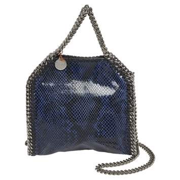 مملوكة مسبقًا Stella McCartney Black/Blue Faux Snakeskin Leather Tiny Falabella Tote