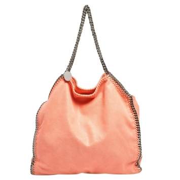 Pre Owned Stella McCartney Coral Orange Faux Suede Large Falabella Tote