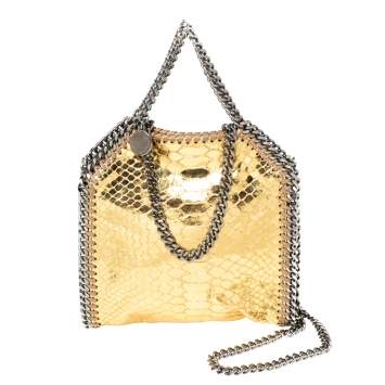 Pre Owned Stella McCartney Gold Faux Python Leather Tiny Falabella Tote