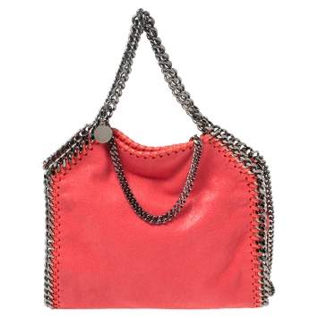 Pre Owned Stella McCartney Orange Faux Suede Mini Falabella Tote